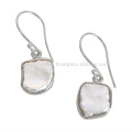 Natural Pearl Gemstone 925 Streling Sliver Dangle Earring